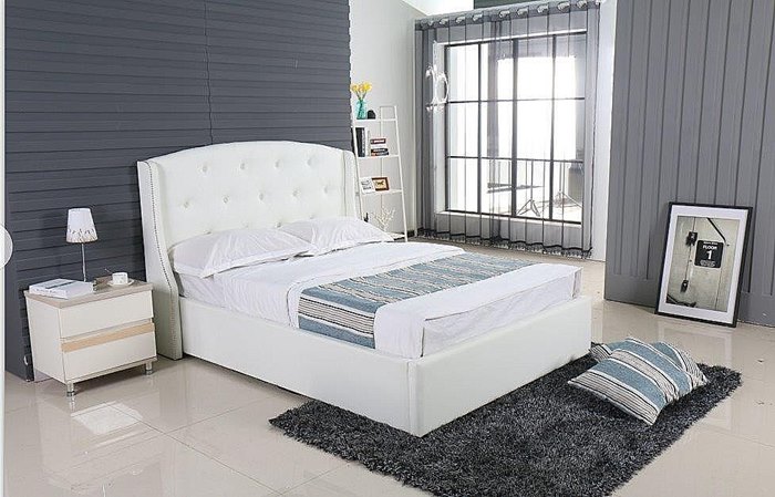 מיטה זוגית 140X190 דגם בריאנה עם ארגז מצעים צבע לבן