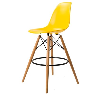 כסא בר מעוצב עם רגלי עץ מלא KARE צהוב